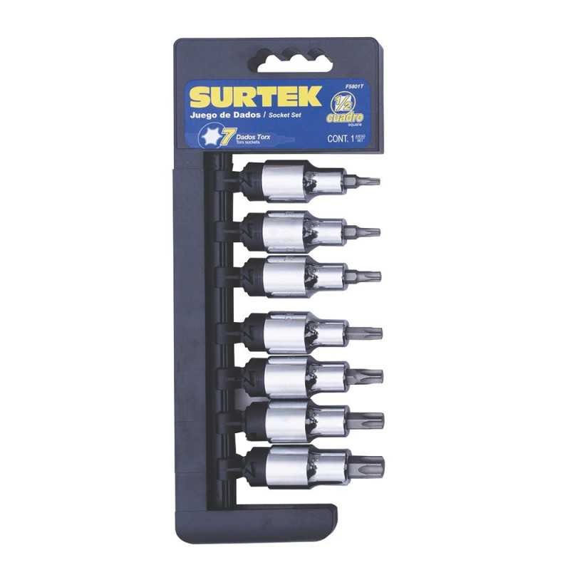 Juego de dados con punta Torx cuadro de 1/2" 7 piezas Surtek F5801T