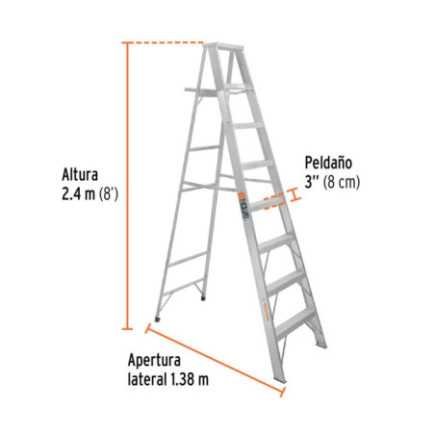 Escalera De Tijera Aluminio Tipo Ll 7 Peldaños, Truper 10460