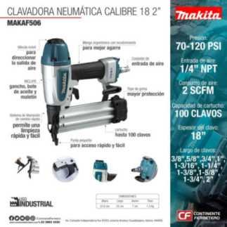 Clavadora Neumática calibre 18 2" Makita AF506
