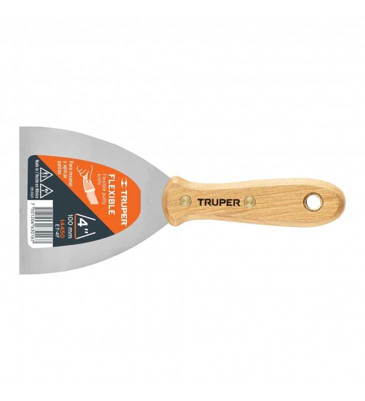 Espatula flexible, mango de madera, 4" Truper 14450 TRUP-14450 TRUPER