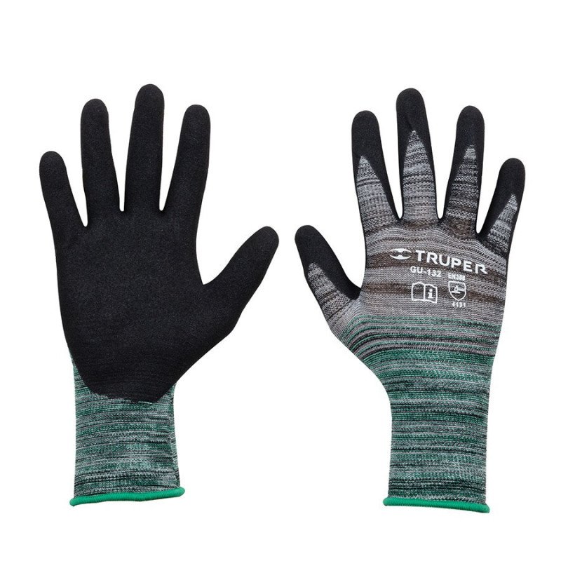 Guantes De Nylon Recubiertos De Nitrilo Arenoso M Truper