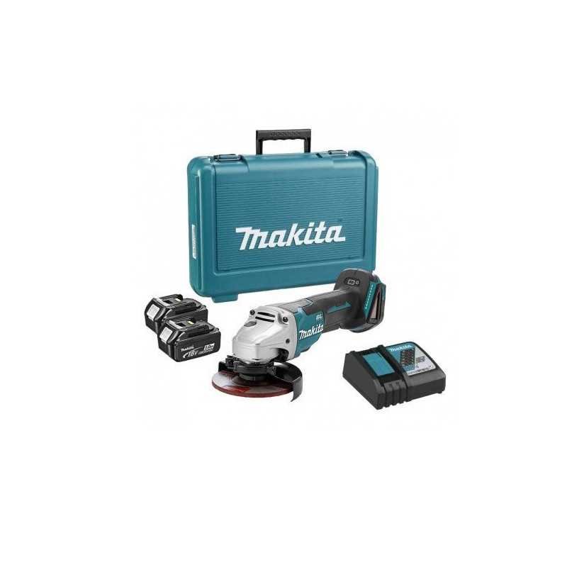 Esmeriladora Angular 4-12" 18 V + 2 Baterías 5 A + Estuche MAKDGA458RTE