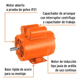 Motor eléctrico monofásico de 1 HP, baja velocidad, Truper TRUP-102305 TRUP-102305 EVANS