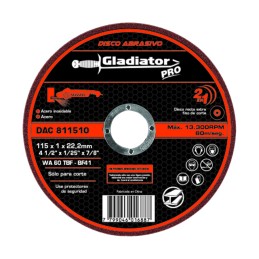 Disco Abrasivo de corte 4 1/2" x 1/125" x 7/8" Gladiator DAC811510 SYN-DAC811510 GLADIATOR