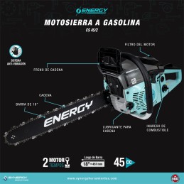 Motosierra a Gasolina 18" 45cc 2.3 Hp SYN-CS45/2-A SYN-CS452-A ENERGY