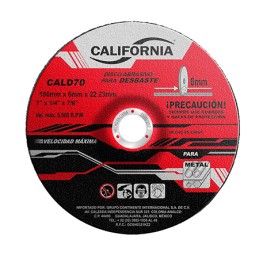Disco De Desbaste 7" X 1/4"X 7/8" Abrasivo California CALD70 CALD70 CALIFORNIA MACHINERY