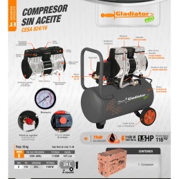 Compresor de Aire Libre de Aceite 24 L 1.5 Hp 110 V Gladiator CESA824/16 SYN-CESA824/16 GLADIATOR