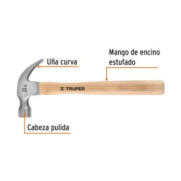 Martillo Pulido 20 Oz Uña Curva, Mango Madera, Truper 16753 TRUP-16753 TRUPER