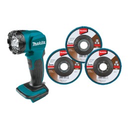 Combo Esmeriladora 4-1/2" + Lámpara 18 V + batería 5 A + discos MAKDGA458STKIT MAKDGA458STKIT MAKITA