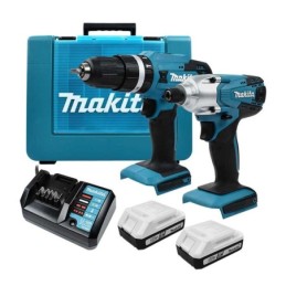 Combo Rotomartillo + Llave De Impacto 18 V + 2 Baterías 1.5 A MAKITA MAKDK18922Y01 MAKITA HERRAMIENTAS