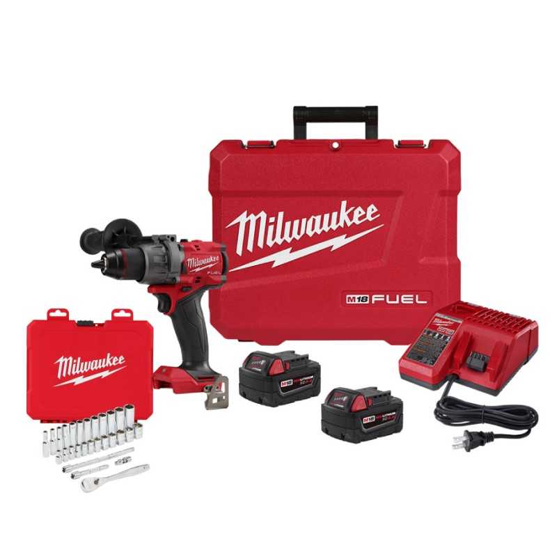 Rotomartillo 1/2" 18 V Fuel + 2 baterías 5 A + estuche + dados Milwaukee P324-2904 MIL2904-22INS