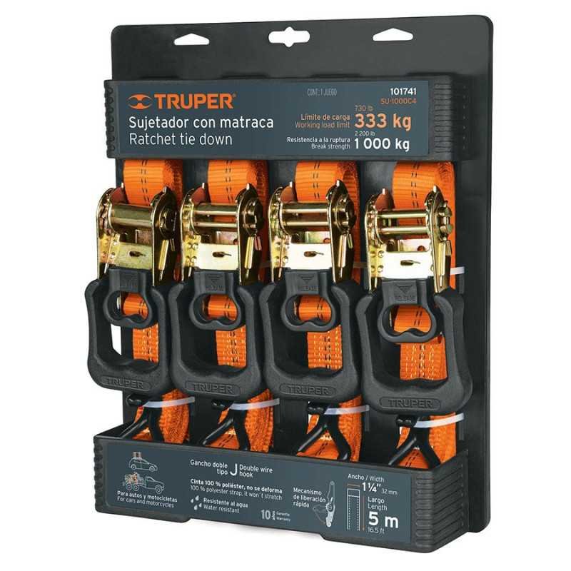 Juego De 4 Sujetadores Con Matraca Carga Máxima 1000 Kg TRUP-101741