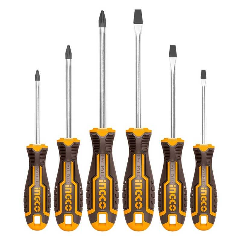 Desarmadores phillips y plana set 6 piezas INGCO HKSD0628 IG-HKSD0628 INGCO