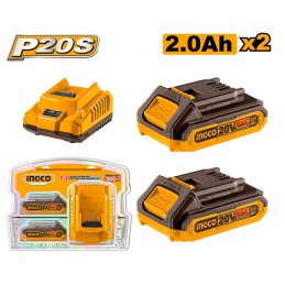 Combo 2 baterías 20 V 2 A + cargador INGCO UFBCPK1222 IG-UFBCPK1222 INGCO