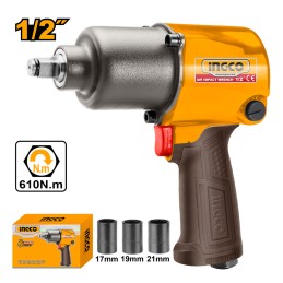 Llave de impacto Neumática 1/2" 610 Nm 450 ft/lb + 3 sockets INGCO AIW12562 IG-AIW12562 INGCO