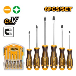 Desarmadores phillips y plana set 6 piezas INGCO HKSD0628 IG-HKSD0628 INGCO