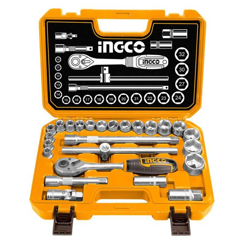 Dados 1/2" con matracas estuche 25 piezas INGCO HKTS12251 IG-HKTS12251 INGCO