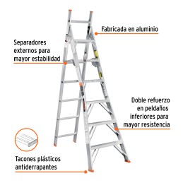 Escalera De Combinación, Tipo Ll, 13 Escalones, Truper 16746 TRUP-16746 TRUPER