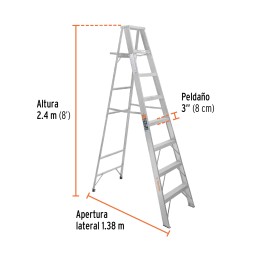 Escalera De Tijera Aluminio Tipo Ll 7 Peldaños, Truper 10460 TRUP-10460 TRUPER