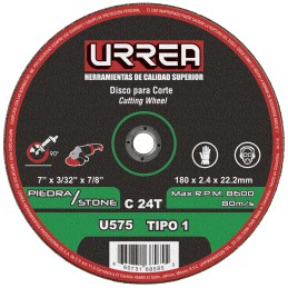 U575 Disco abrasivo tipo 1 para piedra 7" x 3/32" Urrea U575 URREA