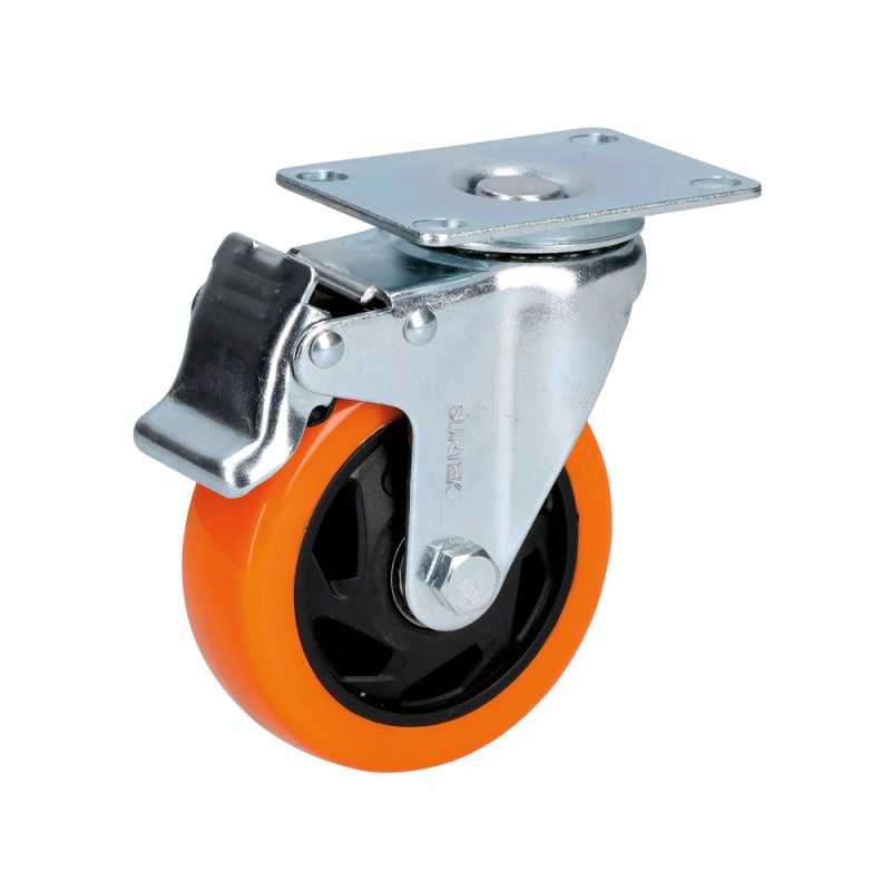 RV6B Rodaja de PVC naranja giratoria con freno 2-1/2" Surtek RV6B SURTEK