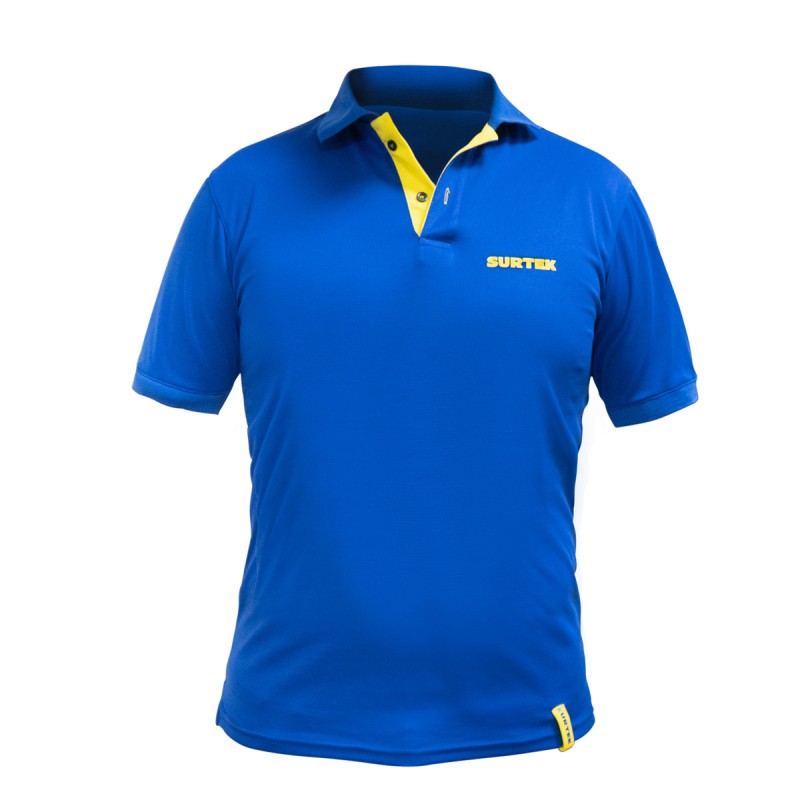 PFX Playera tipo polo dry fit para caballero color azul talla EG Surtek PFX SURTEK