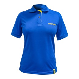 PDFS Playera tipo polo dry fit para dama color azul talla CH Surtek PDFS SURTEK