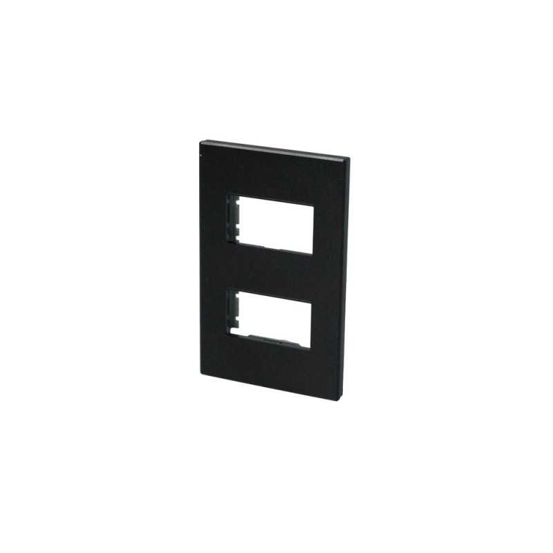 P602N Placa 2 módulos 1/3 línea Premium color negro Surtek P602N SURTEK