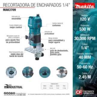 Recortadora Roter 1/4" 530 W MAKITA 3709