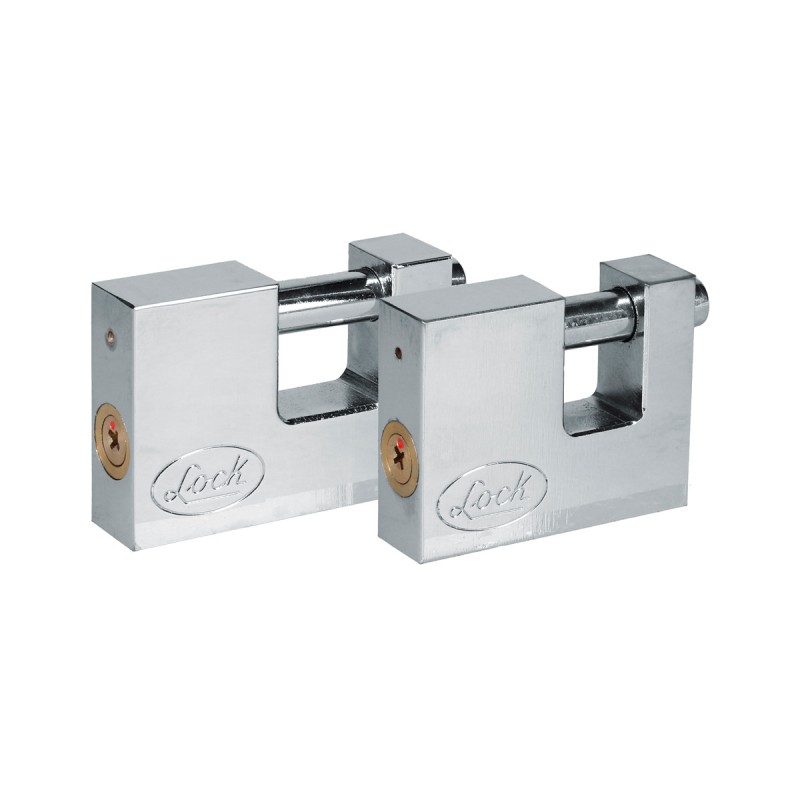 J2CC Juego de candados para cortina 80 mm cromo satinado llave estándar 2 piezas Lock J2CC LOCK