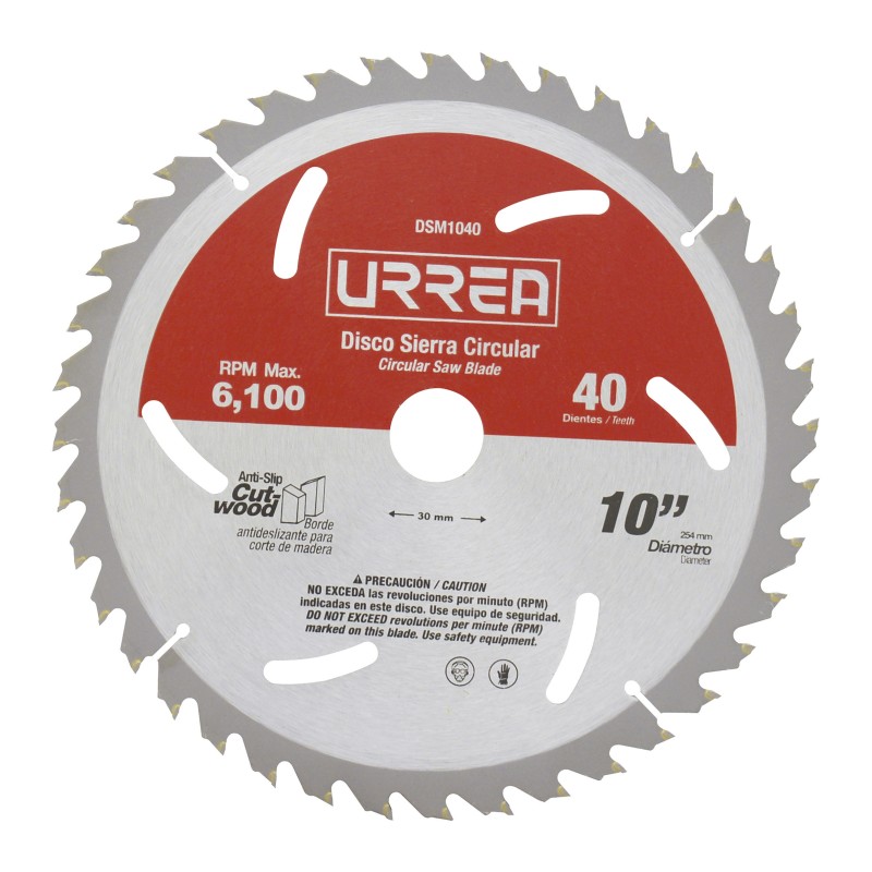 DSM1040 Disco para sierra circular para corte de madera 40 dientes 10" Urrea DSM1040 URREA