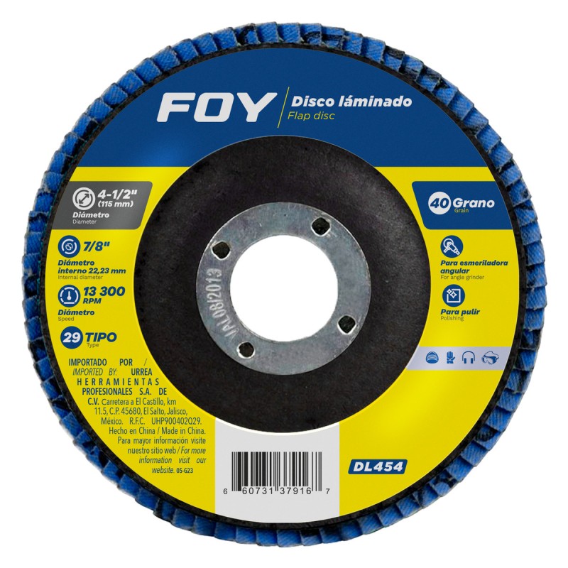 DL454 Disco laminado tipo 29 grano 40, 4-1/2" Foy DL454 FOY