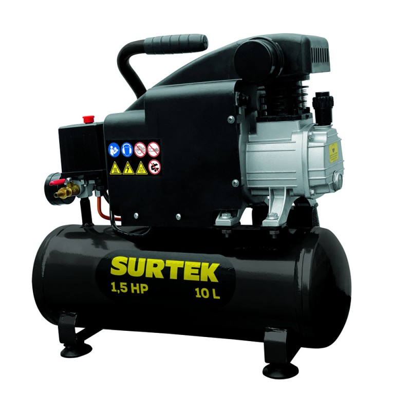 COMP410 Compresor de aire eléctrico lubricado 10 Lt 1.5 HP 127 V Surtek COMP410 SURTEK