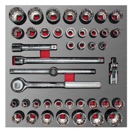 CH203L Juego de dados cortos y accesorios de 1/2" combinados 42 piezas Urrea CH203L URREA