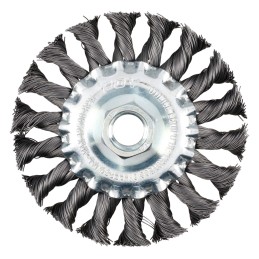 C326 Carda circular trenzada alambre grueso 6" x 0.50 con rosca M14 Foy C326 FOY