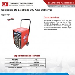 Soldadora De Electrodo 300 A California Machinery GCI300CF CALIFORNIA WELDING