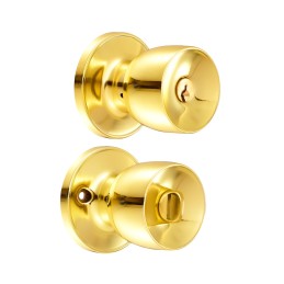 24PO Pomo tubular copa recta función baño latón brillante llave estándar blíster Lock 24PO LOCK