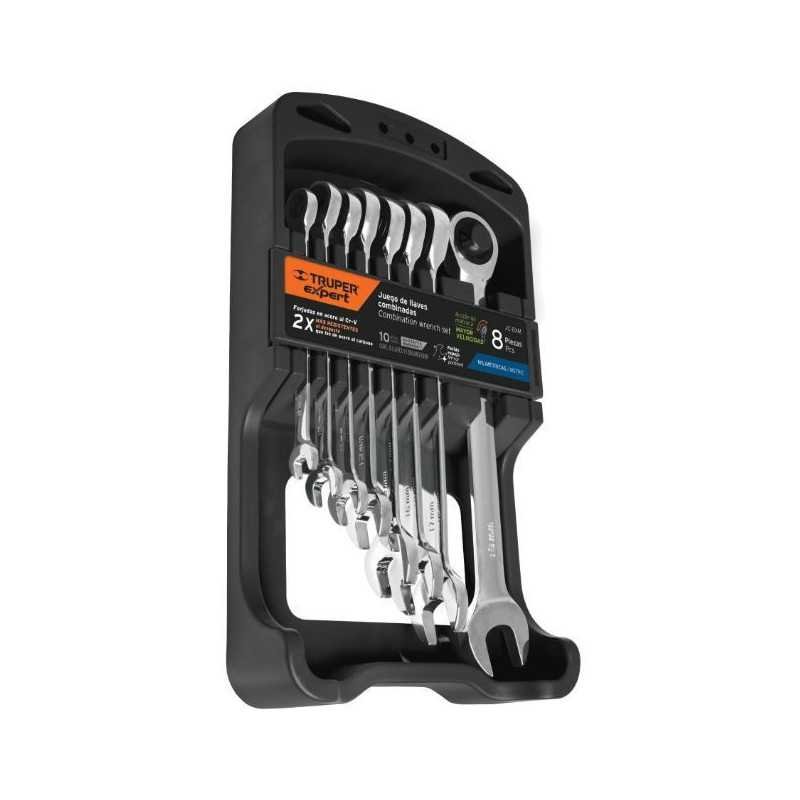 Llaves Combinadas Mm Pulidas Con Matraca, Expert  Jgo 8 Pzas Tr