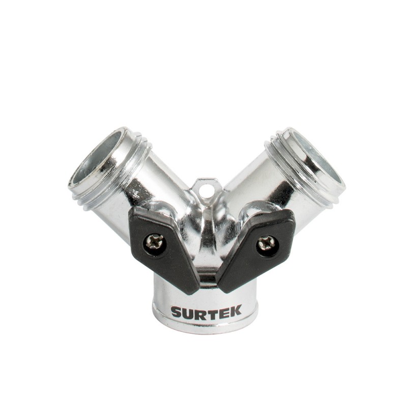 130333 Adaptador para manguera de riego en "Y" cromado 11 x7 cm Surtek 130333 SURTEK