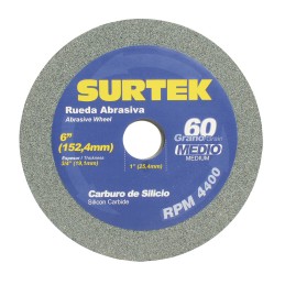 128030 Rueda abrasiva de carburo de silicio grano 60 6" x 3/4" Surtek 128030 SURTEK