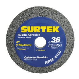 128006 Rueda abrasiva de óxido de aluminio grano 36 6" x 1" Surtek 128006 SURTEK