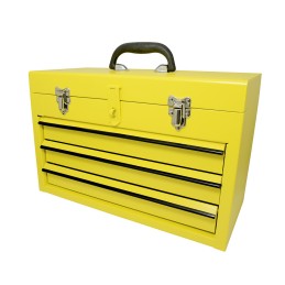 125111 Caja portaherramientas metálica color amarillo con 3 gavetas 11" x 18" x 9" Surtek 125111 SURTEK