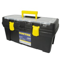 125074 Caja portaherramientas plástica con broches plásticos y organizador 20" x 9" x 10" Surtek 125074 SURTEK