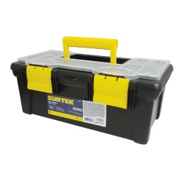 125073 Caja portaherramientas plástica con broches plásticos y organizador 16" x 8" x 6" Surtek 125073 SURTEK