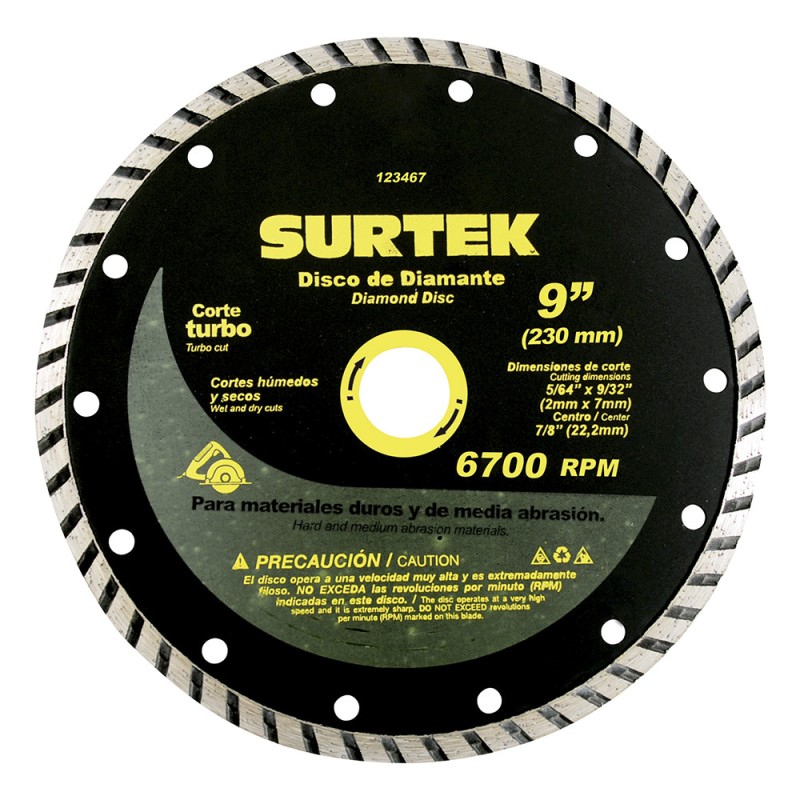 123467 Disco de diamante turbo 9" Surtek 123467 SURTEK