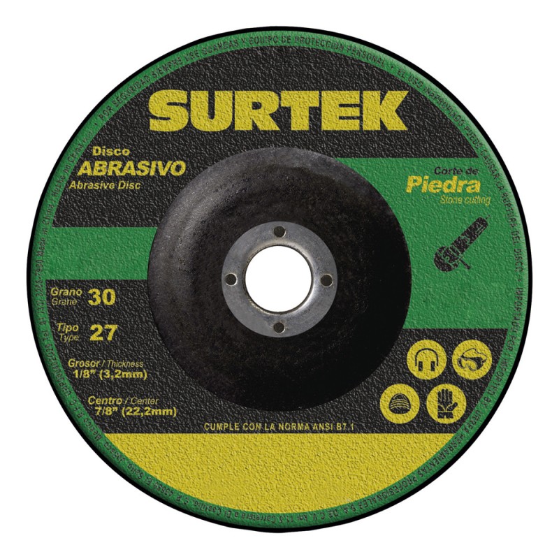 123331 Disco abrasivo tipo 27 para piedra 7" x 1/8" Surtek 123331 SURTEK