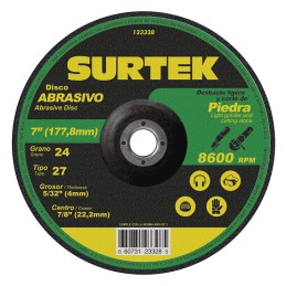 123328 Disco abrasivo tipo 27 para piedra 7" x 5/32" Surtek