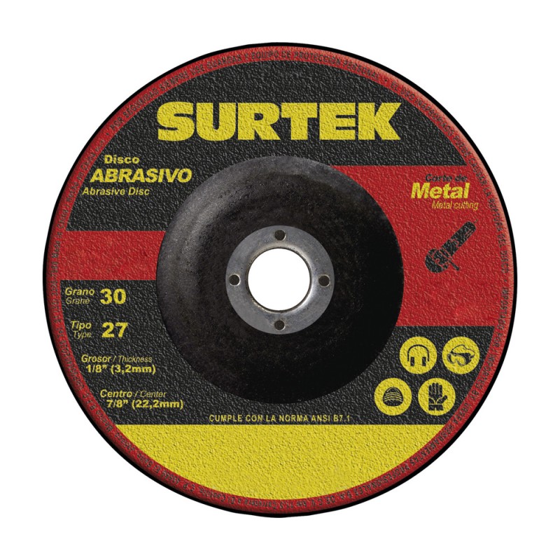 123327 Disco abrasivo tipo 27 para metal 9" x 1/8" Surtek 123327 SURTEK