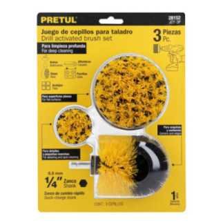 Juego de 3 cepillos multiusos para taladro Pretul 28152
