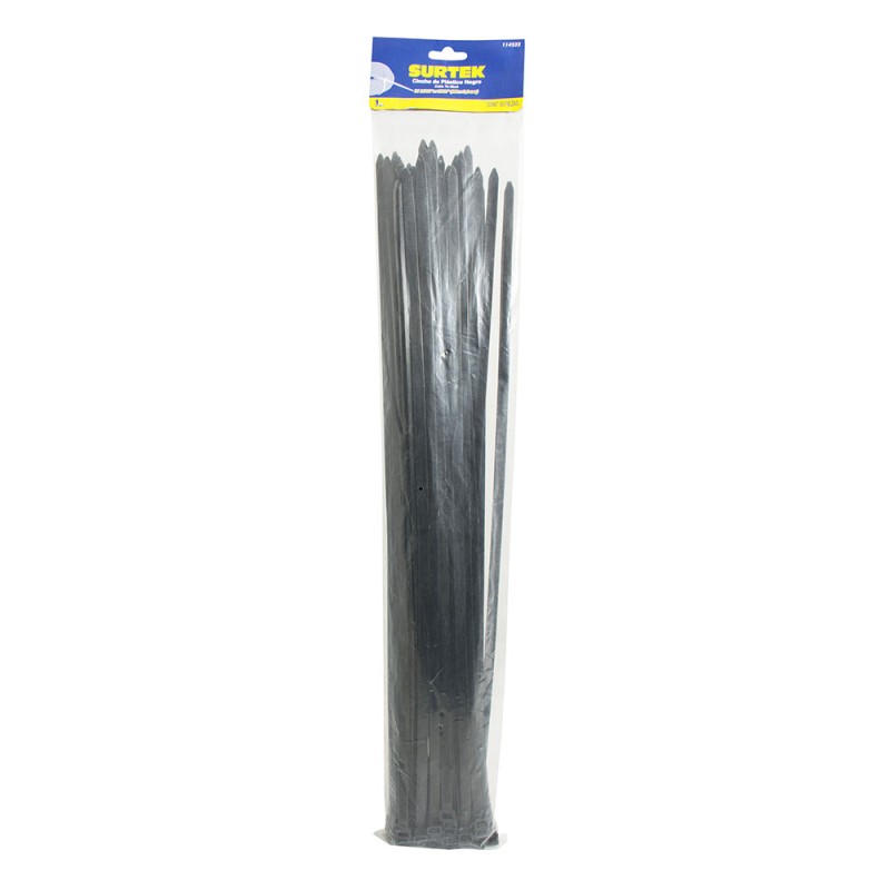 114232 Cinchos plásticos 550 x 8.8 mm tensión 70 Kg de 50 piezas color negro Surtek 114232 SURTEK